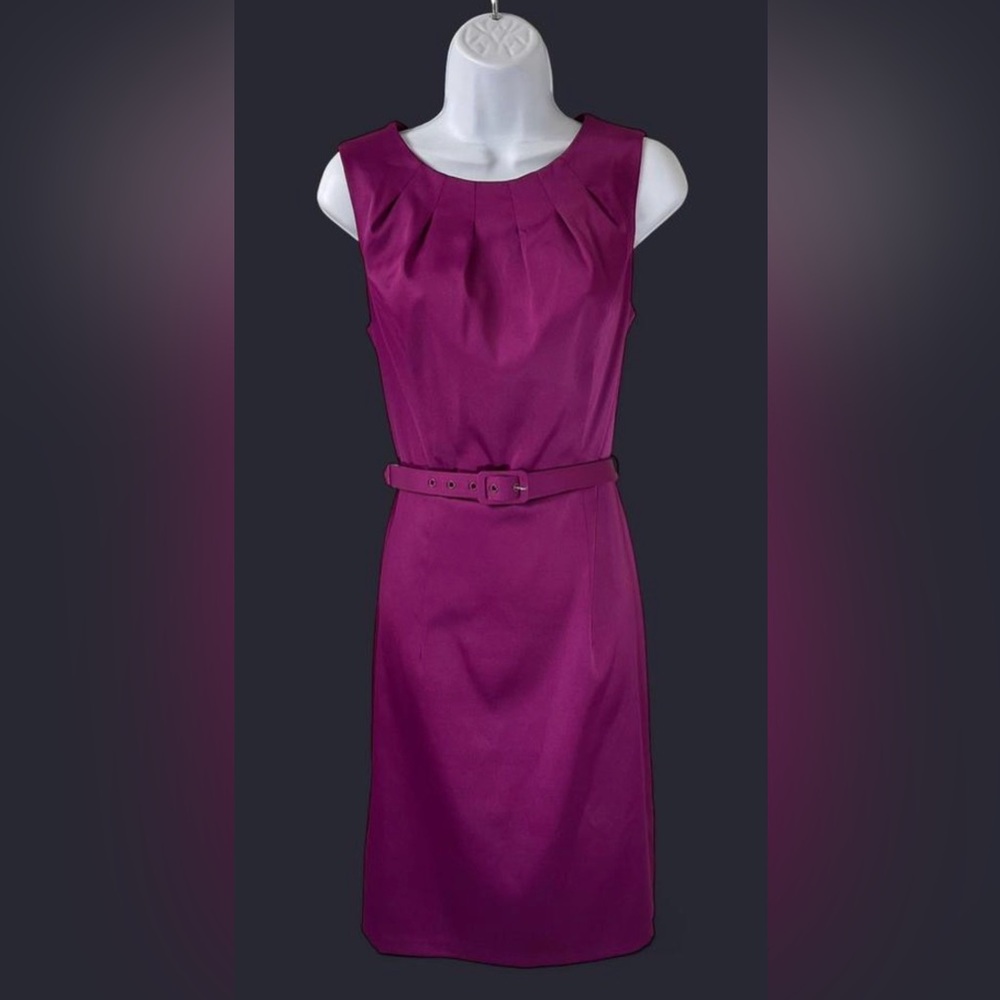 Dressbarn Magenta Belted Midi Dress